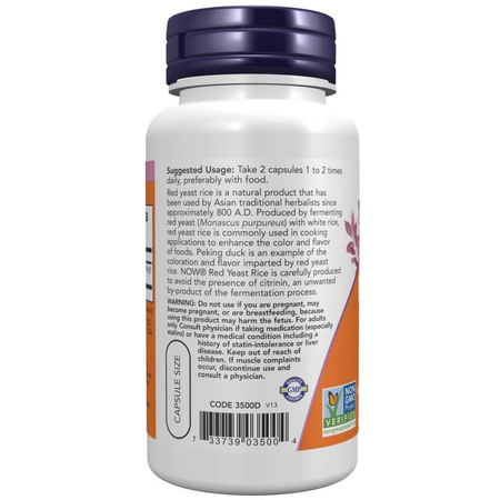 Now Foods Červená Rýže (Red Yeast Rice) 600 mg 60 kapsúl