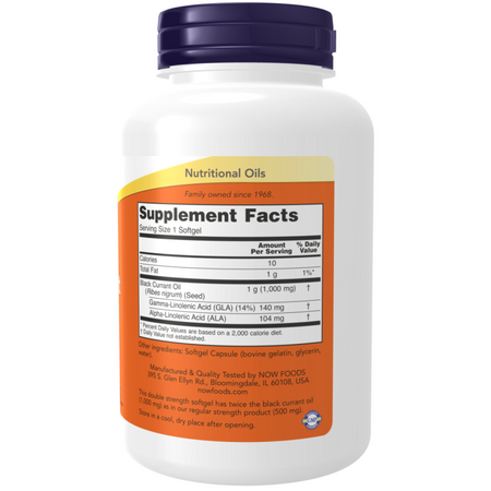 Now Foods Black Currant Oil, Double Strength 1000 mg 100 kapsúl