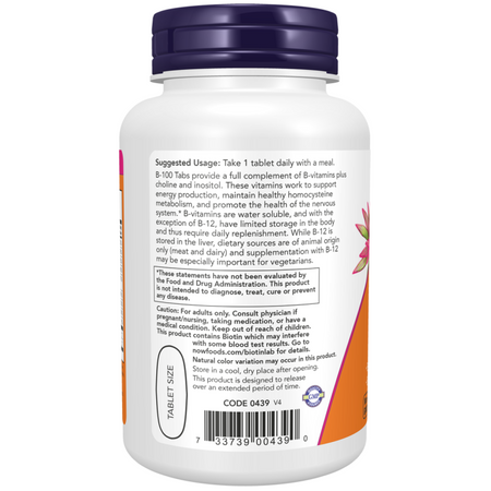 Now Foods Vitamin B-100 Complex Predĺžené Uvoľnenie 100 tabliet
