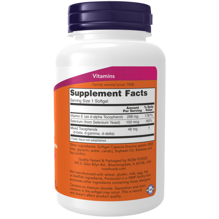 Now Foods Vitamin E-400 s Zmesem tokoferolov 100 kapsúl