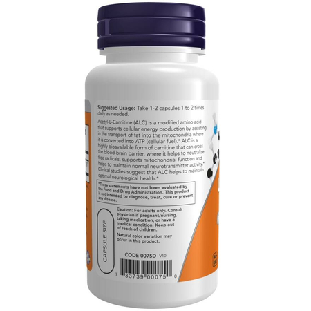 Now Foods Acetyl-L-Karnitin (ALC) 500 mg 100 veg kapslí