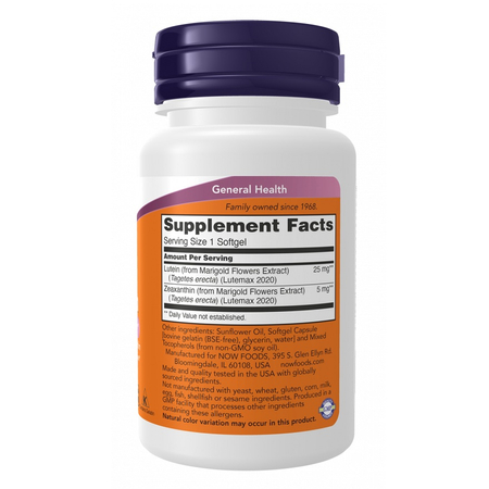 Now Foods Luteín 25 mg Zeaxantín 5mg 120 kapsúl