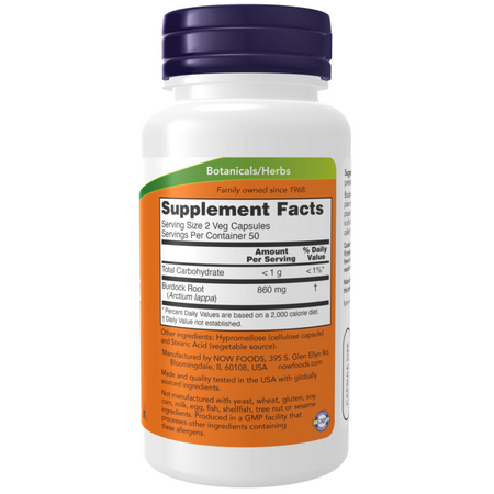 Now Foods Lopuch (Burdock Root) 430 mg 100 kapsúl