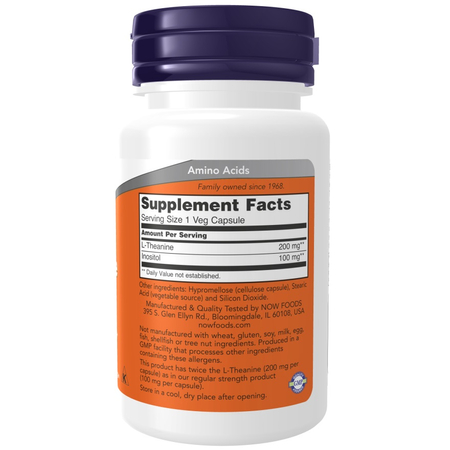Now Foods L-Theanine 200 mg Double Strength 120 kapsúl