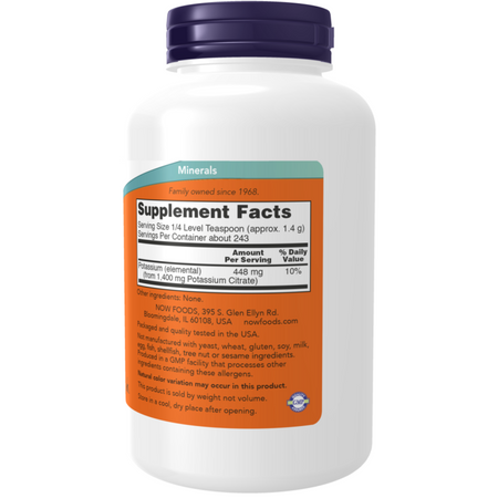 Now Foods Potassium Citrat Pudr 340 g