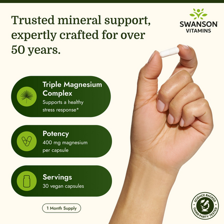 Swanson Triple Magnesium Complex 400 mg 30 kapsúl