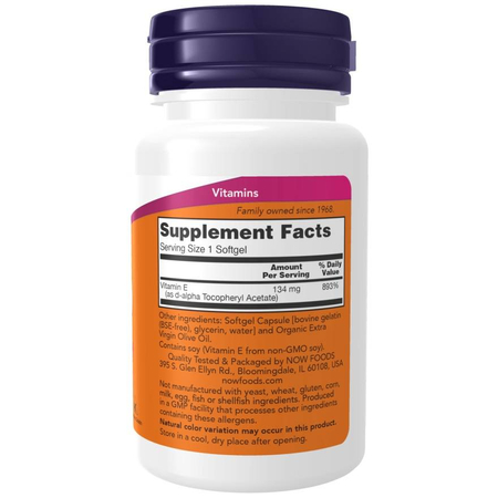 Now Foods Vitamin E-200 D-Alpha Tocopheryl 100 kapsúl