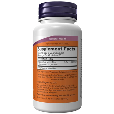 Now Foods Červená Rýže (Red Yeast Rice) 600 mg 60 kapsúl