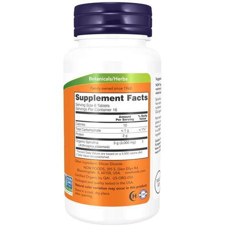 Now Foods Spirulina 500 mg 100 tabliet