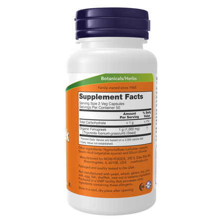 Now Foods Senovka Grécka (Fenugreek) 500 mg 100 kapsúl