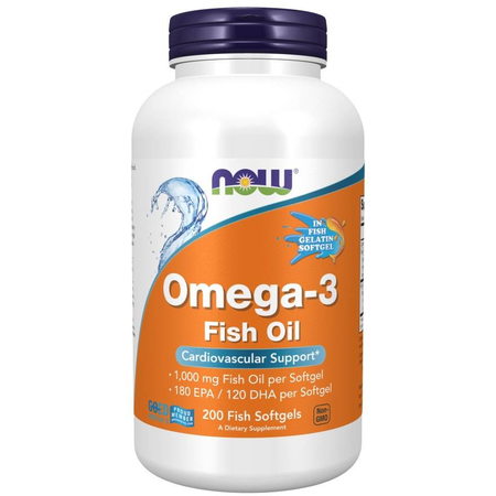 Now Foods Omega-3 Fish Oil (Fish Gelatin) 200 kapsúl