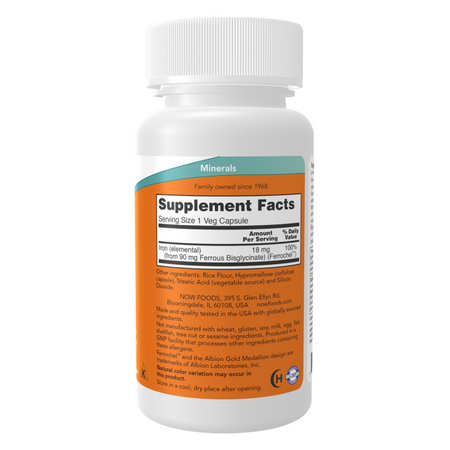 Now Foods Iron 18 mg 120 kapsúl