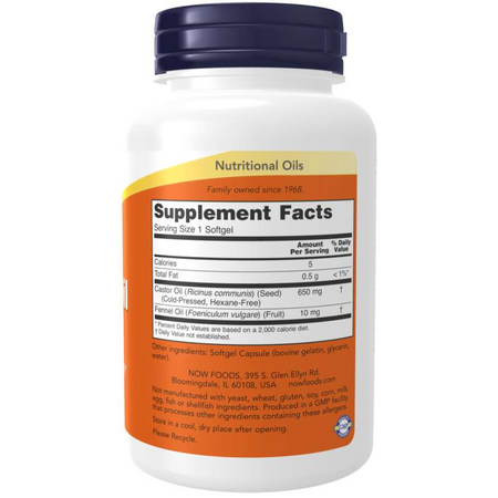 Now Foods Ricinový Olej (Castor Oil) 650 mg 120 kapsúl
