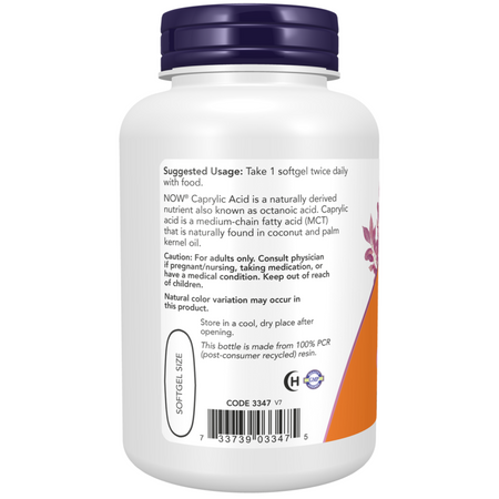 Now Foods Kyselina Kaprylová 600 mg 100 kapsúl