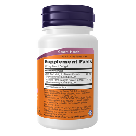Now Foods Luteín 25 mg Zeaxantín 5mg 120 kapsúl