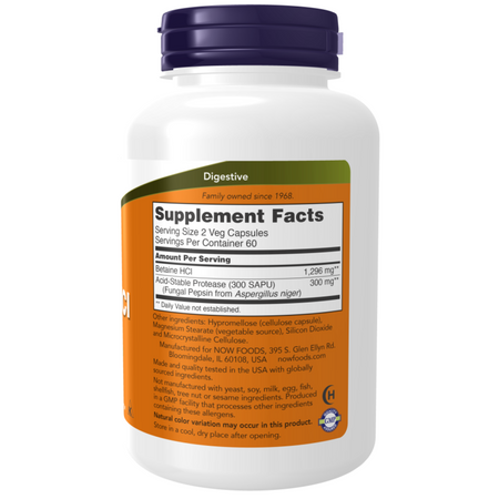 Now Foods Betaine HCl 648 mg 120 veg kapsúl