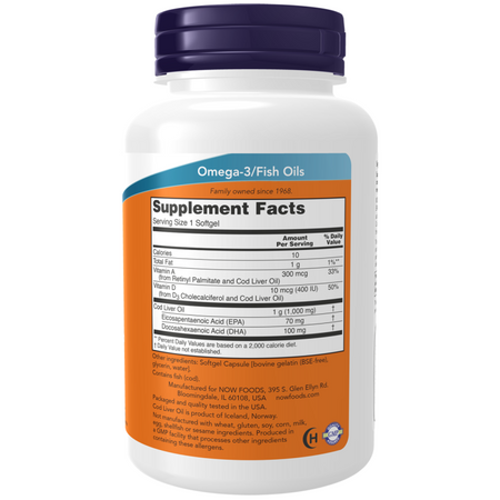 Now Foods Cod Liver Oil 1000 mg Extra Strength 90 kapsúl
