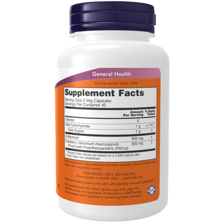 Now Foods Mannose Cranberry 90 kapsúl