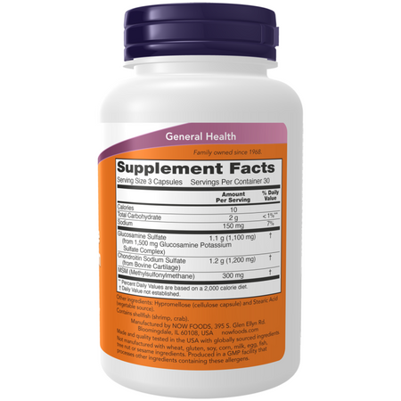 Now Foods Glukosamin, Chondroitin a MSM 90 veg kapsúl