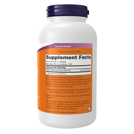 Now Foods MSM Methylsulfonylmethan 1500 mg 200 tabliet