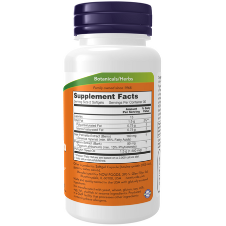 Now Foods Pygeum a Saw Palmetto 60 kapsúl