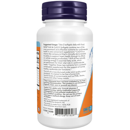 Now Foods Krillový Olej a Koenzym Q10 60 kapsúl