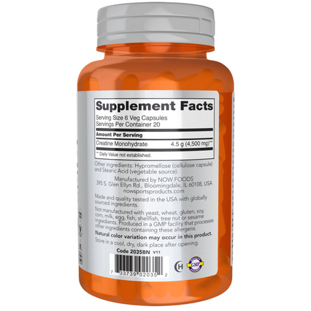Now Foods Creatine Monohydrate 750 mg 120 kapsúl