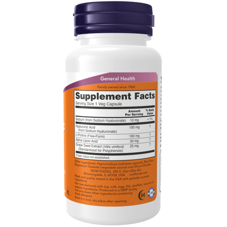 Now Foods Hyaluronic Acid 100 mg Double Strength 120 kapsúl