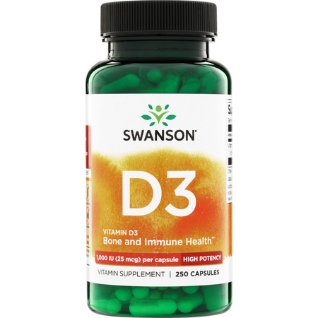 Swanson Vitamín D3 1000 iu Cholekalciferol 250 kapsúl