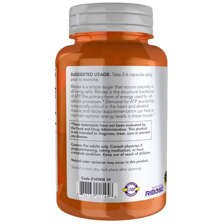 Now Foods D-Ribose 750 mg 120 veg kapsli