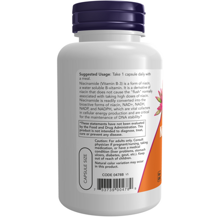 Now Foods Niacín (Niacinamide) 500 mg 100 kapsúl