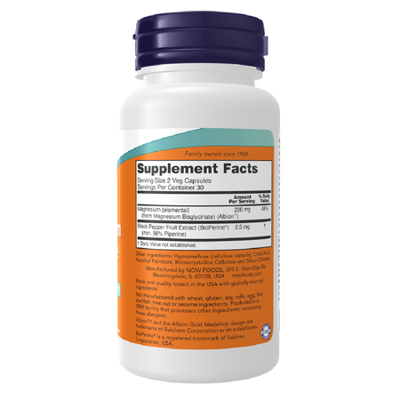 Now Foods Magnesium Glycinate a BioPerine 60 veg kapsúl
