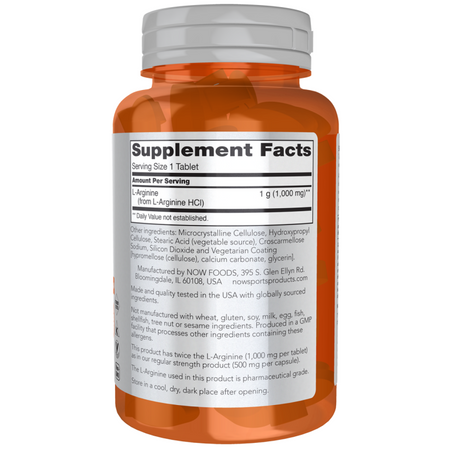 Now Foods L-Arginine 1000 mg Double Strength 180 tabliet