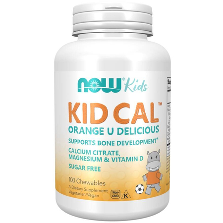 Now Foods Kid Cal Orange 100 žuvacie tabliety