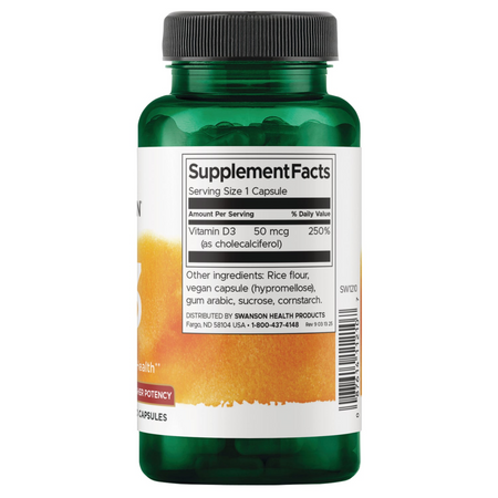 Swanson Vitamín D3 2000 IU Cholekalciferol 250 kapsúl