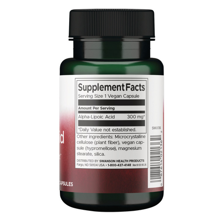 Swanson ALA Kyselina Alfa Lipoová 300 mg 60 kapsúl