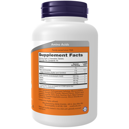 Now Foods GABA Orange Flavor Chewable 90 tabliet