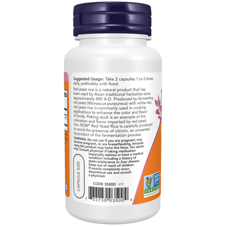 Now Foods Červená Rýže (Red Yeast Rice) 600 mg 60 kapsúl