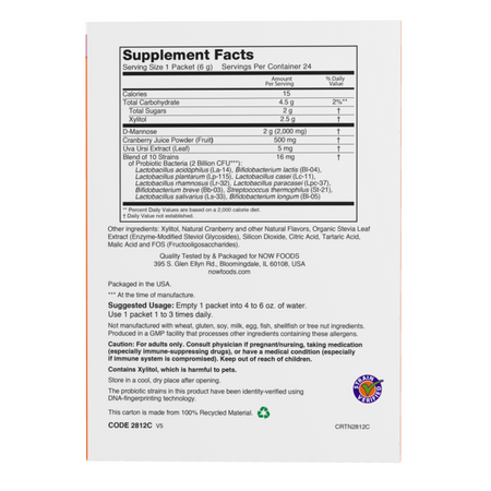 Now Foods Cranberry Mannose + Probiotics 24 sáčků