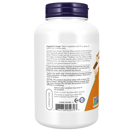 Now Foods Psyllium Husk Caps 500 mg 500 kapsúl