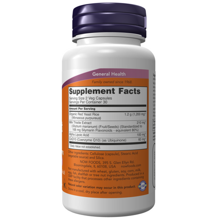 Now Foods Červená Rýže (Red Yeast Rice) 600 mg a Koenzym Q10 60 kapsúl