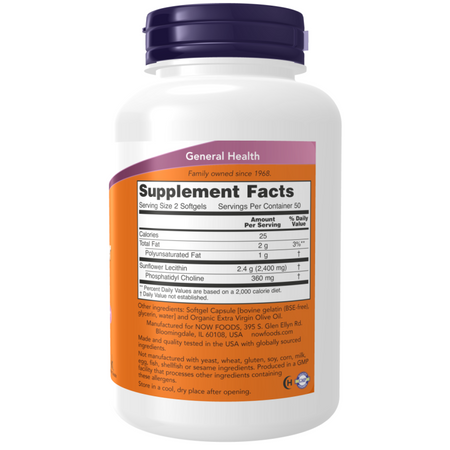Now Foods Slunečnicový Lecitin 1200 mg 100 kapsúl
